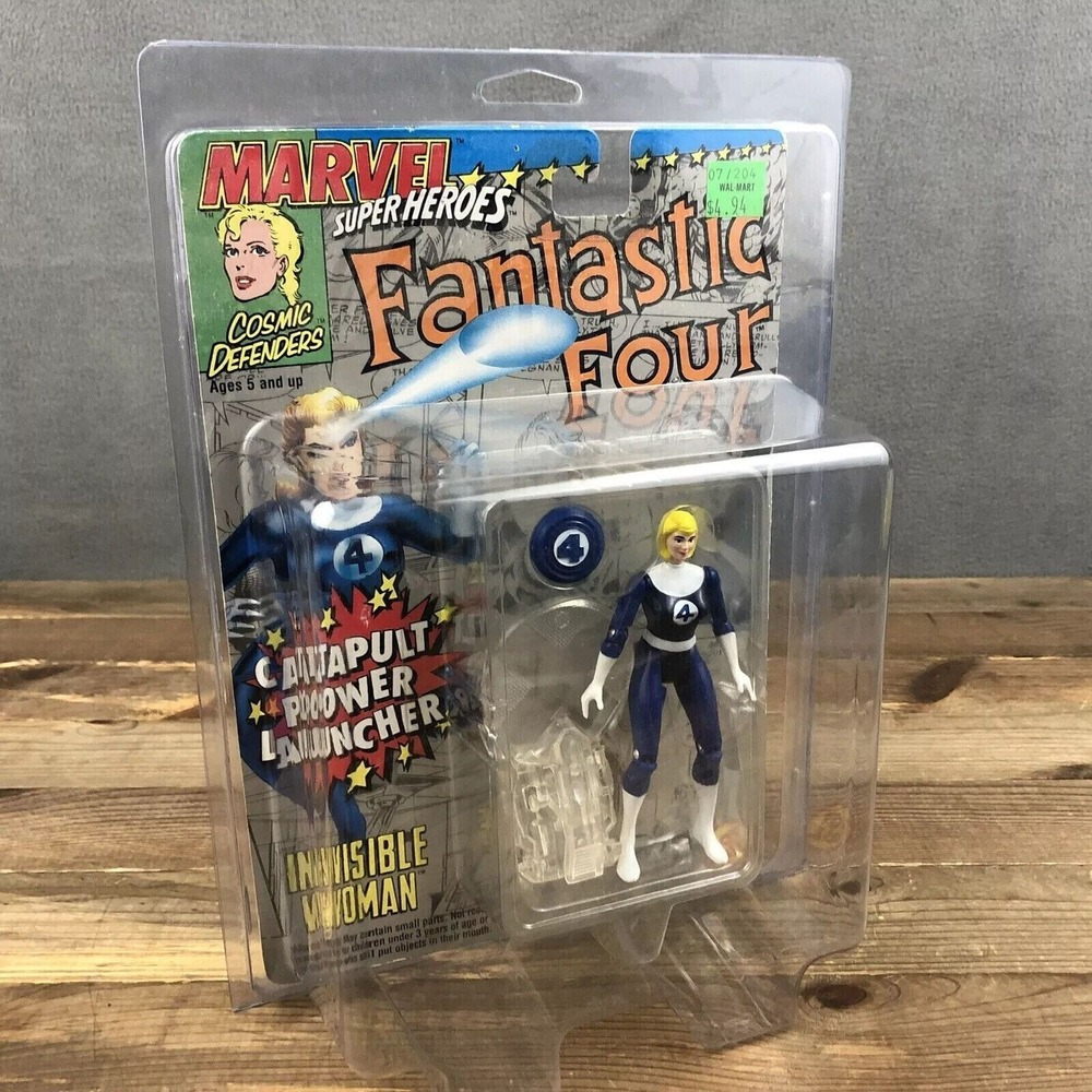 Marvel Superheoes Fantastic Four Invisible Woman VTG‎ 1994 Toy Biz + Clear Case